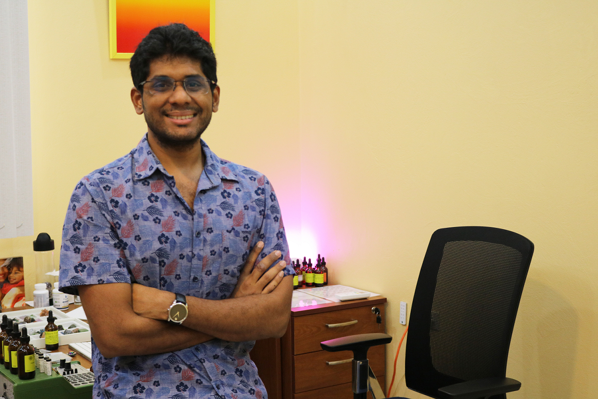 Dr. Roshan in his office. 